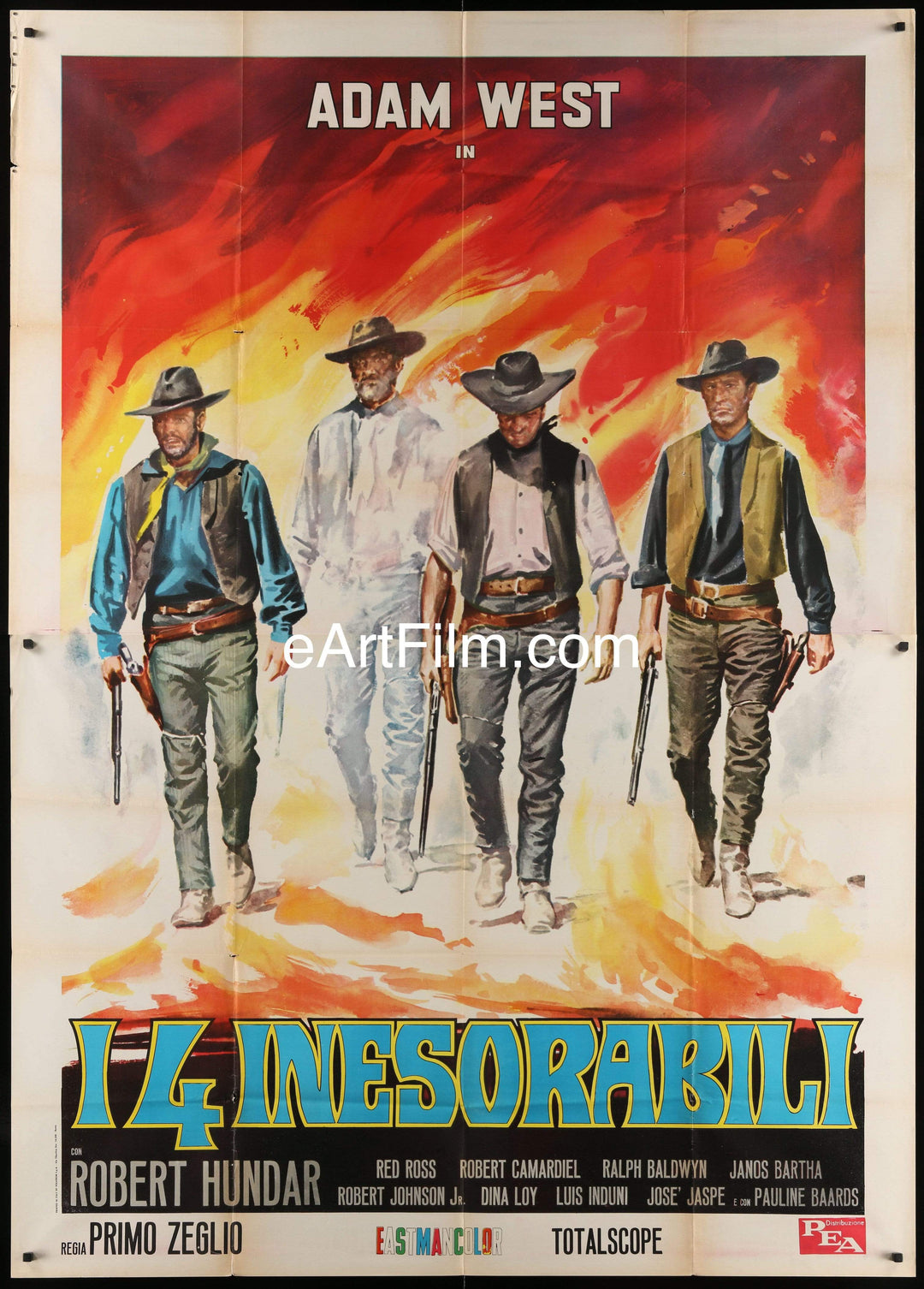 eArtFilm.com Italian 2 Panel (4 Fogli) (55"x78") Relentless 4 vintage 1965 Italian 4 fogli 55"x78" Adam West spaghetti western