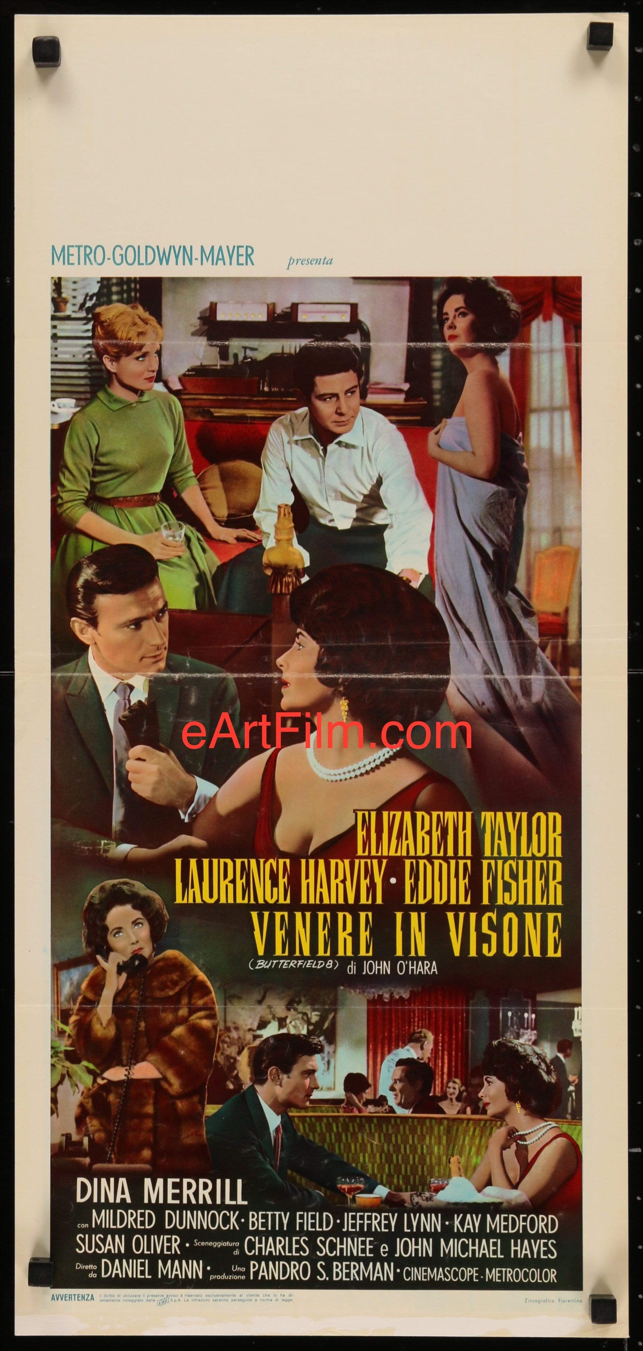 eArtFilm.com Italian Locandina (12.75"x27.75") BUtterfield 8 Italian locandina 12x27 Elizabeth Taylor Eddie Fisher Dina Merrill