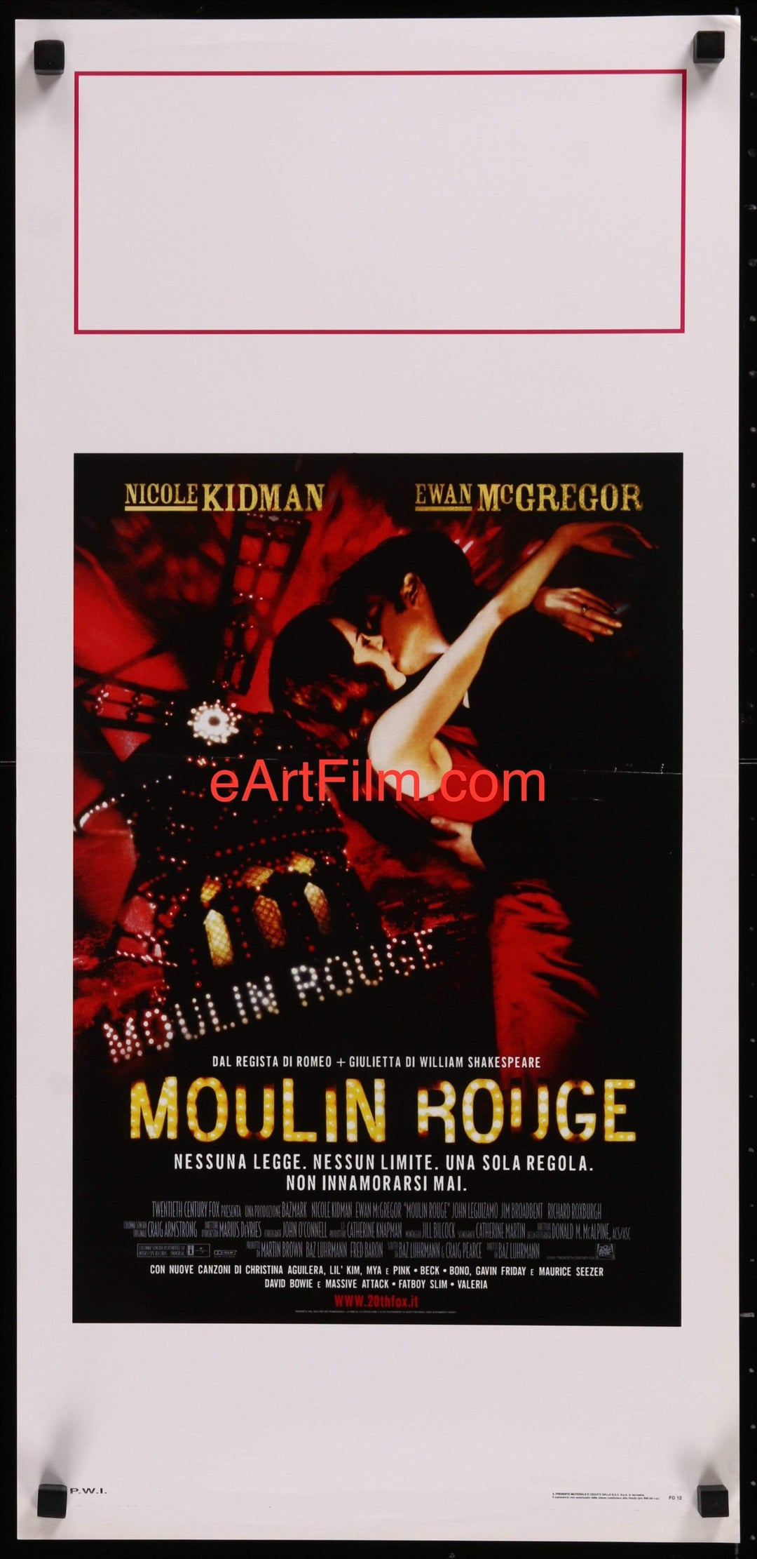 eArtFilm.com Italian Locandina (13"x27.5") Moulin Rouge! 2001 13x27 Baz Luhrmann Nicole Kidman Paris cabaret musical