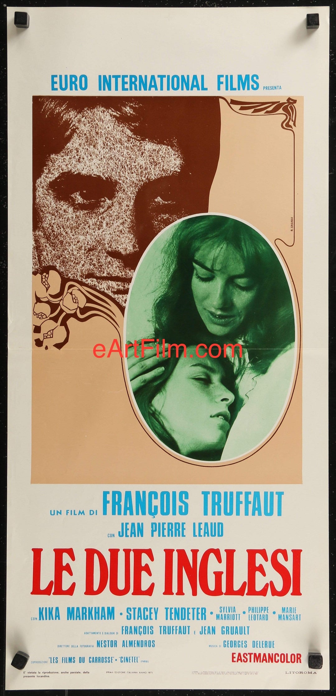 eArtFilm.com Italian Locandina (13"x27.5") Two English Girls 1972 Francois Truffaut Jean-Pierre Leaud Renato Casaro artwork