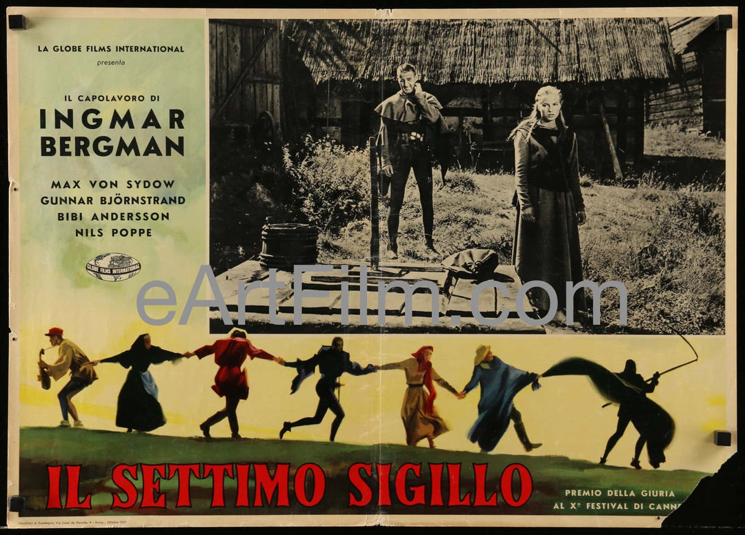 eArtFilm.com Italian Photobusta (18.5"x26.5") for this Swedish film. Seventh Seal 1959 19x27 Italian Photobusta Ingmar Bergman