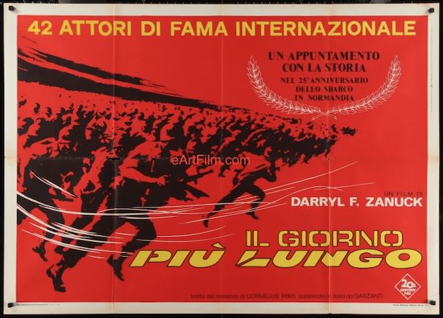 Longest Day D-Day classic 42 international stars Italian 1 Panel 39x55 R1969 eArtFilm movie posters
