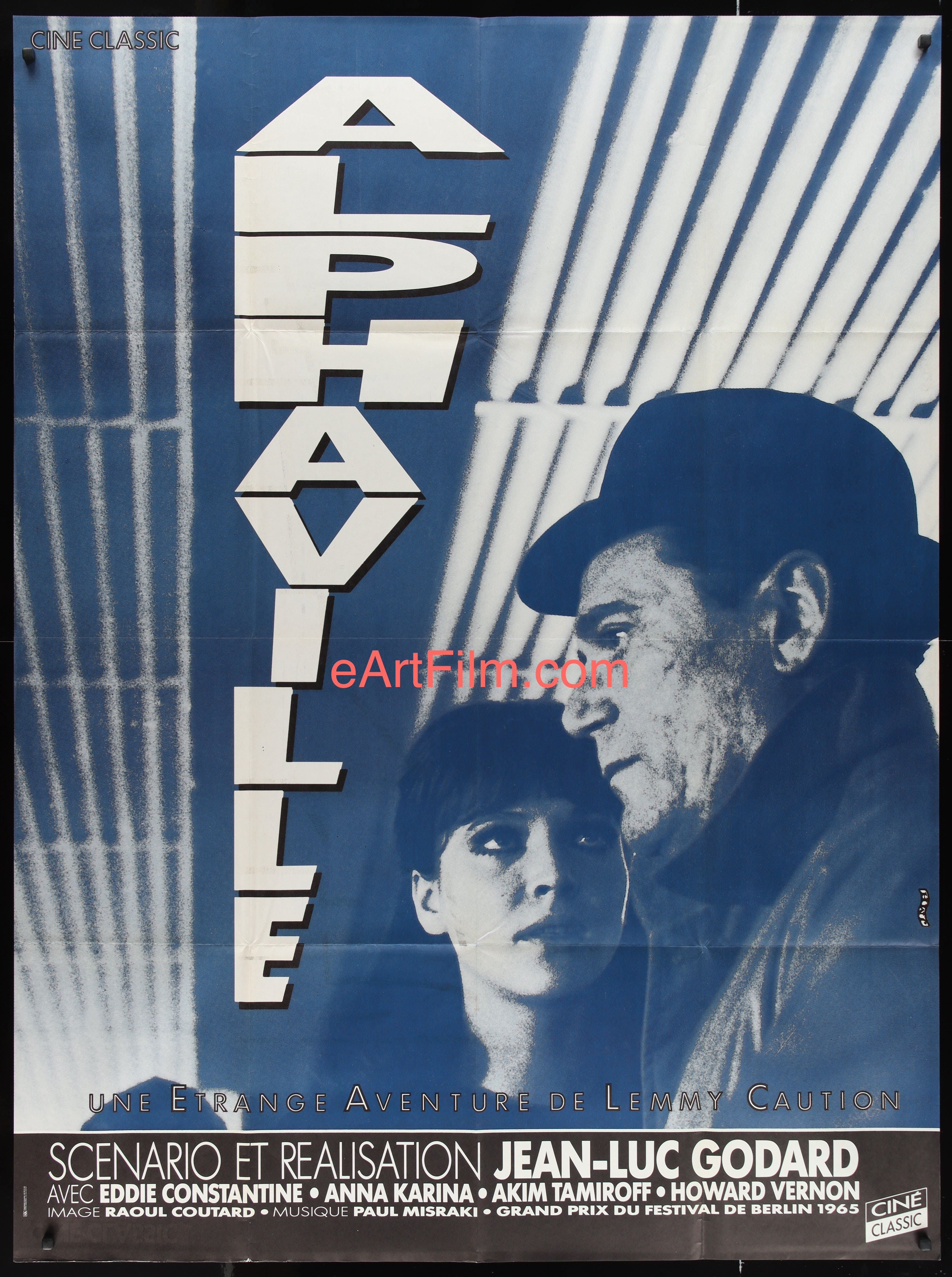 eArtFilm.com Original Movie Poster Alphaville Jean-Luc Godard sci-fi Eddie Constantine Anna Karina French 46x62 R83