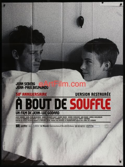 eArtFilm.com Original Movie Poster Breathless-A Bout De Souffle French 46x62 R10 Godard Jean Seberg Belmondo