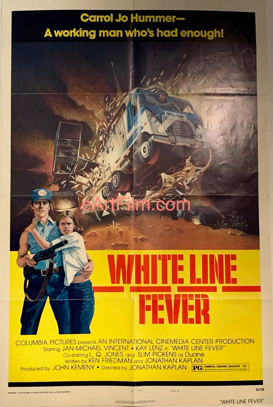 eArtFilm.com Original Movie Poster White Line Fever 1975 27x41 Jan-Michael Vincent Kay Lenz Slim Pickens action thriller