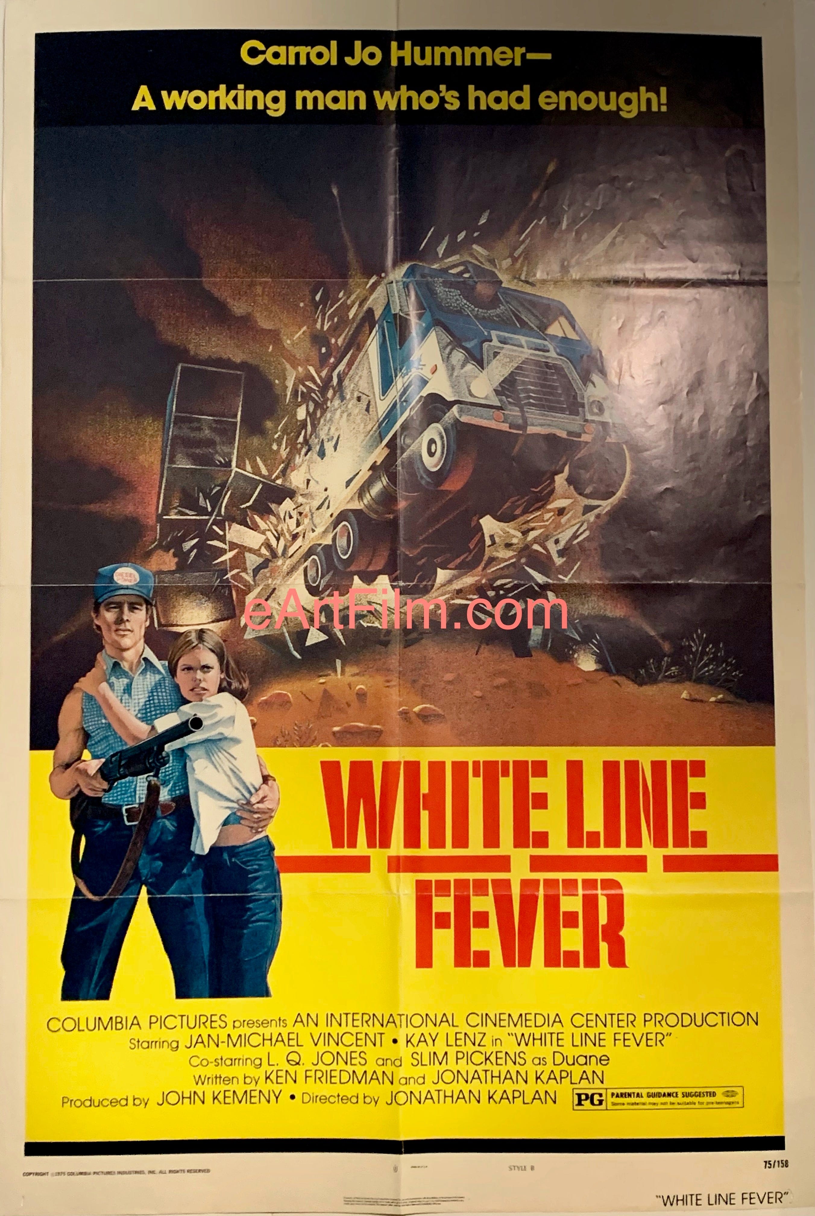 eArtFilm.com Original Movie Poster White Line Fever 1975 27x41 Jan-Michael Vincent Kay Lenz Slim Pickens action thriller