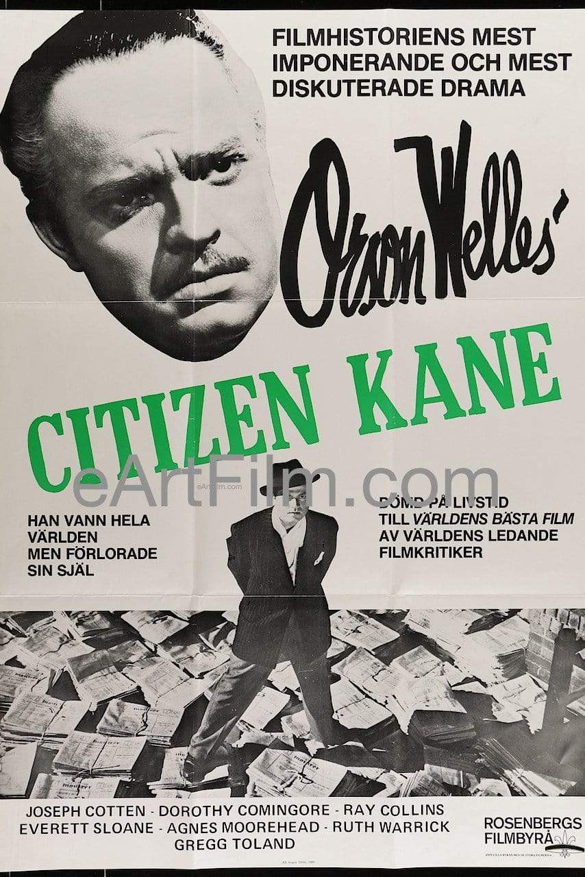 eArtFilm.com Swedish (27.5"x39.25") Citizen Kane-R1983-Swedish-27x39-Orson Welles-Joseph Cotten