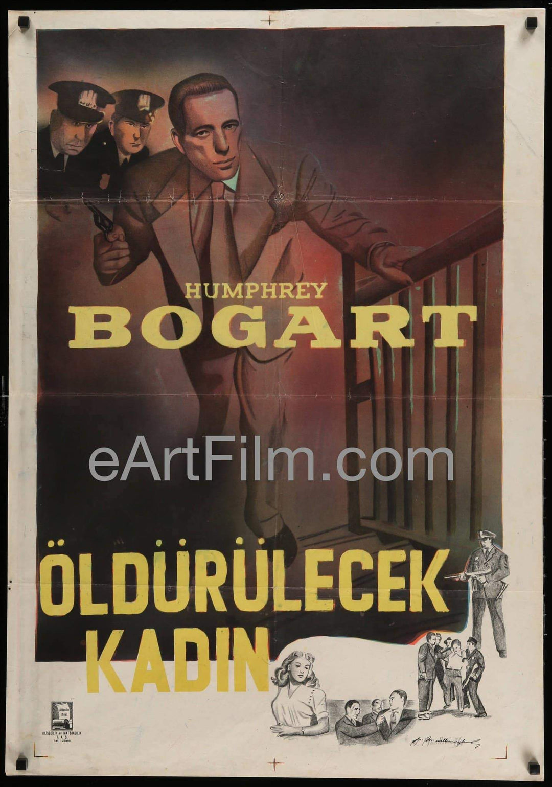 eArtFilm.com Turkish (27.5"x39.5") Enforcer 1951 27x39 Original Turkish Movie Poster Humphrey Bogart