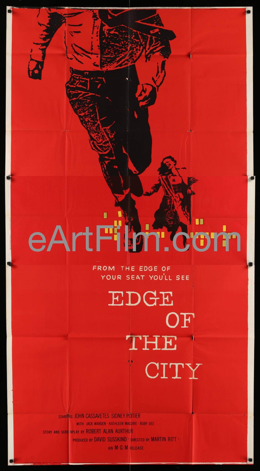 eArtFilm.com U.S 3 Sheet (41"x81") Edge Of The City 1956 41x81 Saul Bass John Cassavetes Sidney Poitier Ruby Dee