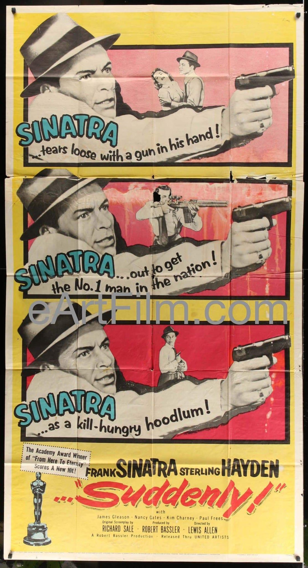 eArtFilm.com U.S 3 Sheet (41"x81") Suddenly!-assassin Frank Sinatra-Sterling Hayden-Nancy Gates-Film Noir-41x81