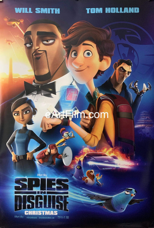 eArtFilm.com U.S Advance One Sheet (27"x40") Double Sided Spies In Disguise 2019 20x40 Will Smith Tom Holland animated pigeon espionage