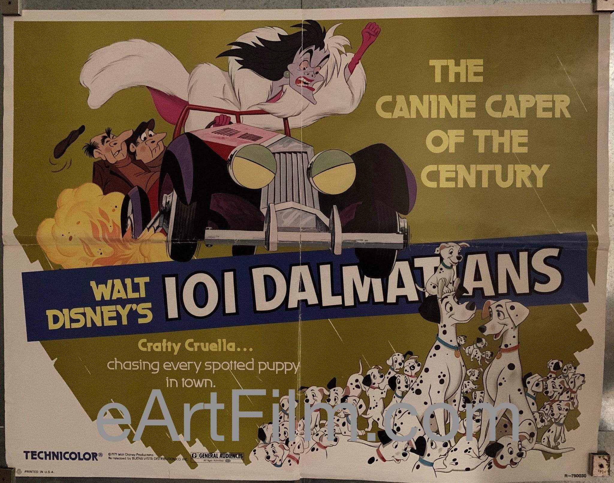 eArtFilm.com U.S Half Sheet (22"x28") 101 Dalmatians R79/1961 22x28 Original Half Sheet Walt Disney animation classic