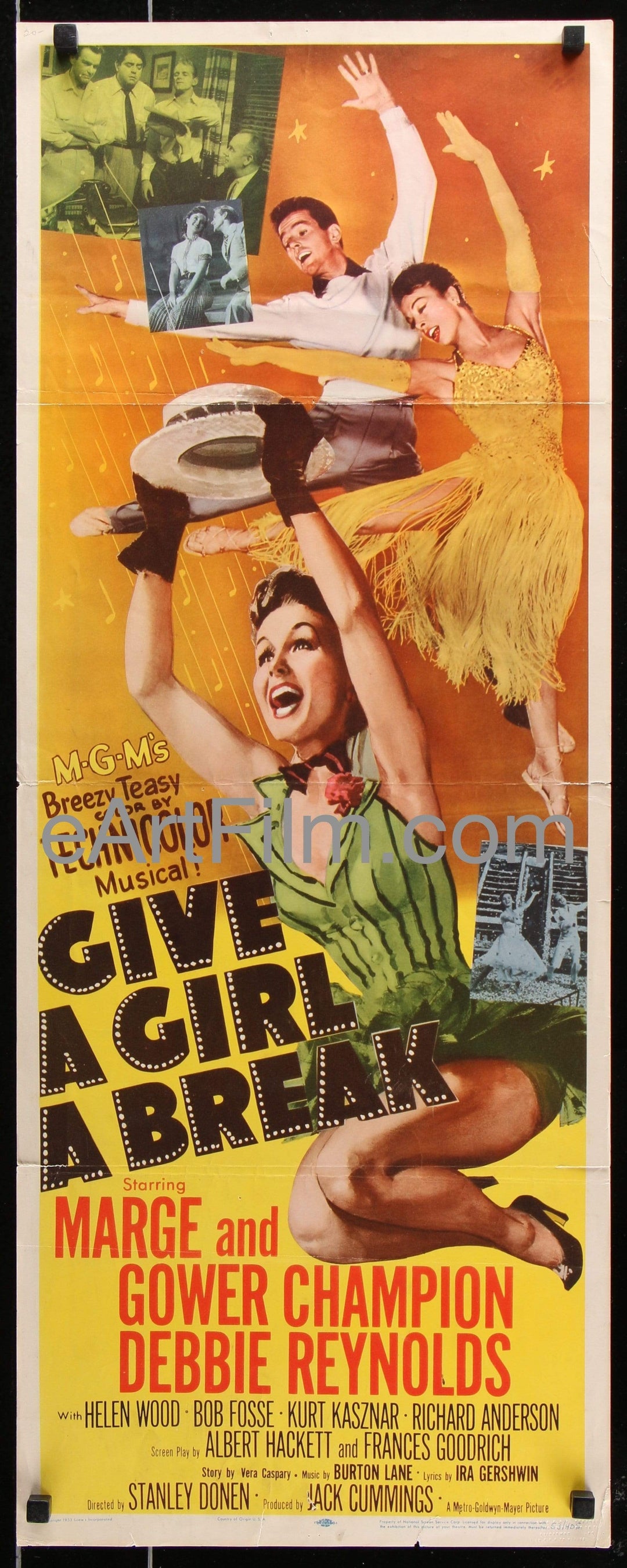 eArtFilm.com U.S Insert (14"x36") Give A Girl A Break 1953 14"x36" Debbie Reynolds Bob Fosse musical dance comedy