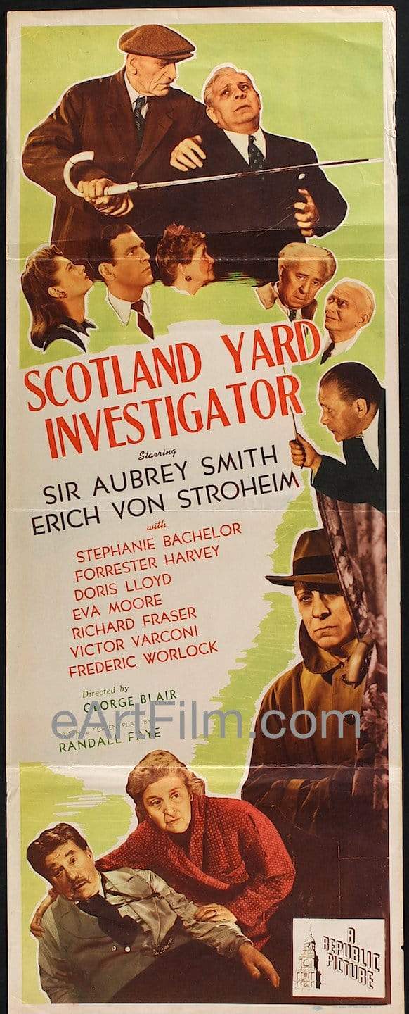 eArtFilm.com U.S Insert (14"x36") Scotland Yard Investigator-1945-14x36-Erich Von Stroheim-Sir Aubrey Smith