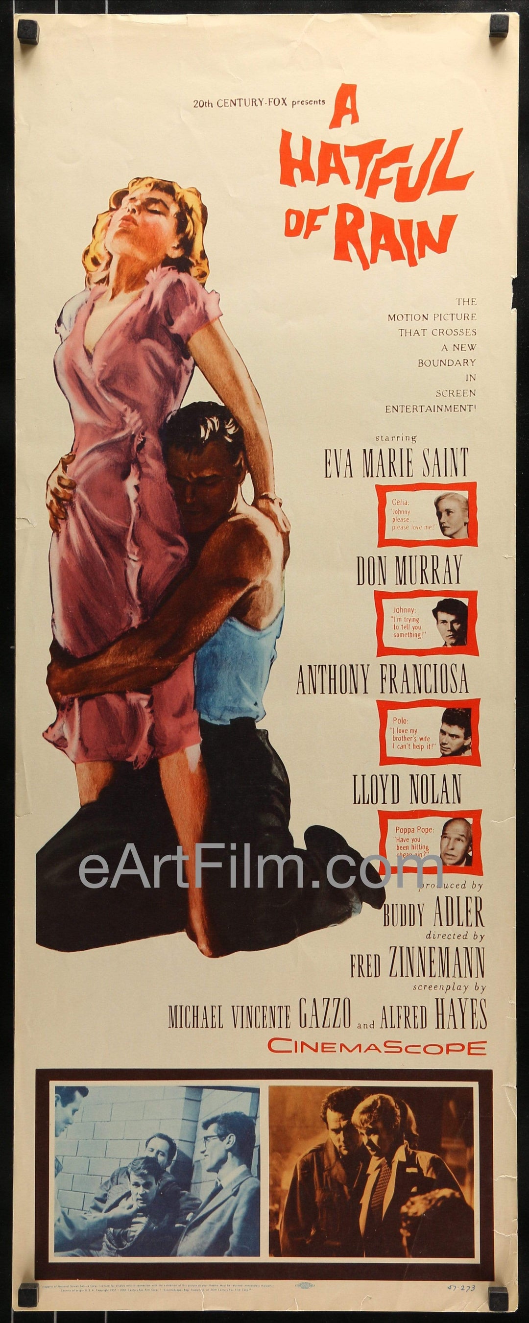 eArtFilm.com U.S Insert Poster (14"x36") A Hatful Of Rain-Eva Marie Saint-Don Murray-Fred Zinnemann-14x36-1957