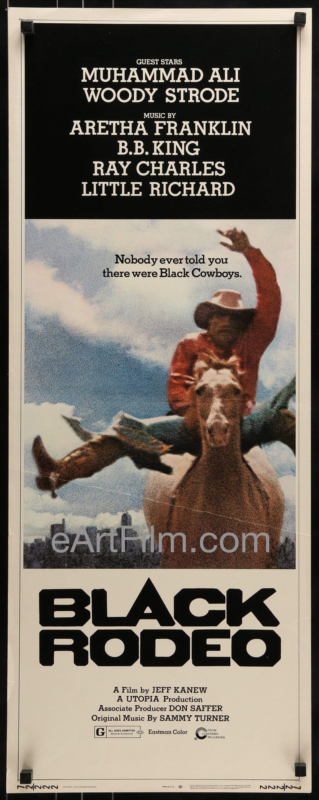 eArtFilm.com U.S Insert Poster (14"x36") Black Rodeo-Muhammad Ali-Woody Strode-Harlem Black Cowboy Documentary-14x32