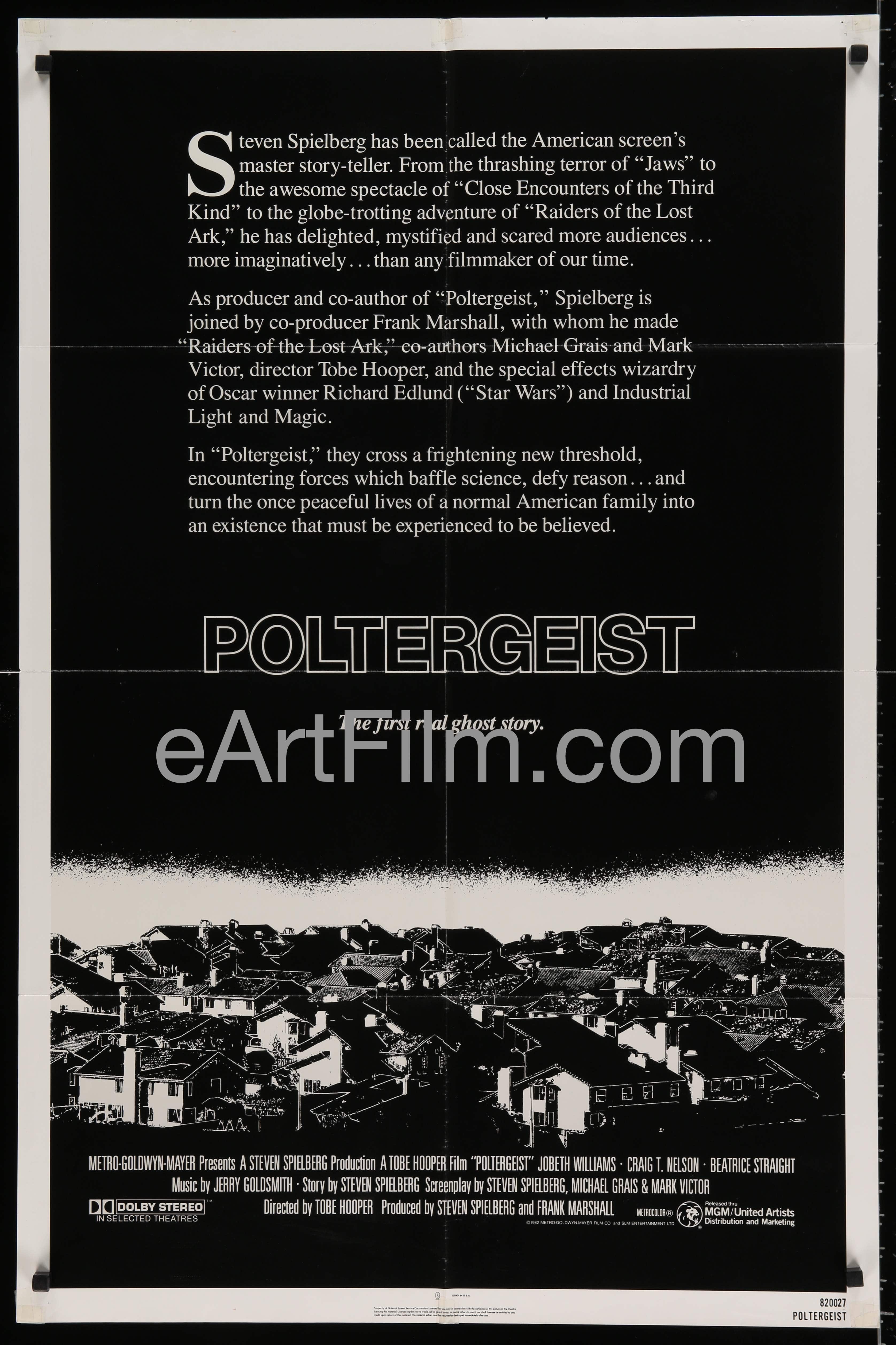 eArtFilm.com U.S International Style One Sheet (27"x41") Poltergeist-Tobe Hopper-Jobeth Williams-Craig T. Nelson-1982-27x41-Horror