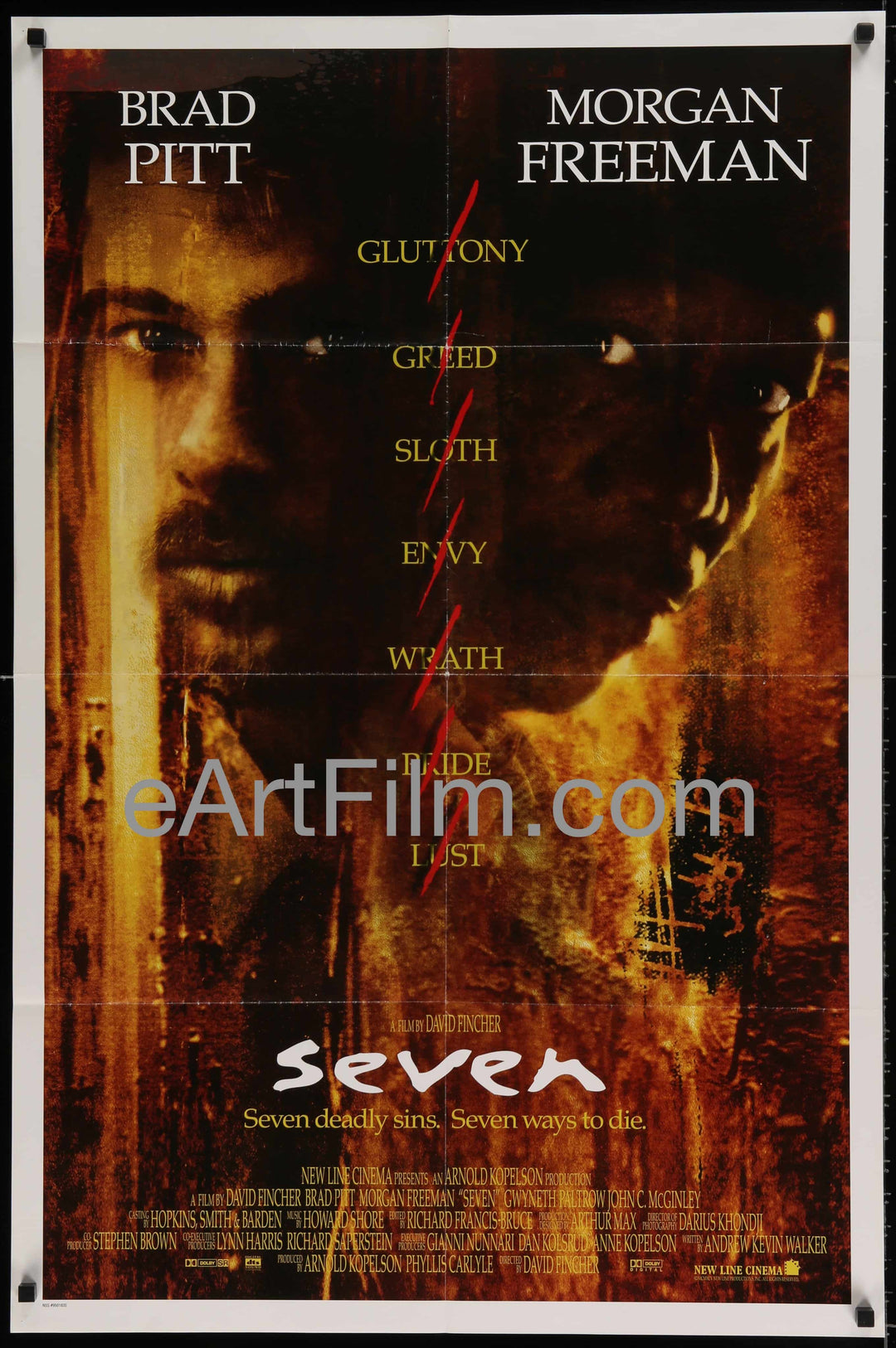 eArtFilm.com U.S International Style One Sheet (27"x41") Se7en-Brad Pitt-Morgan Freeman-David Fincher-1995-International-27x41-One Sheet