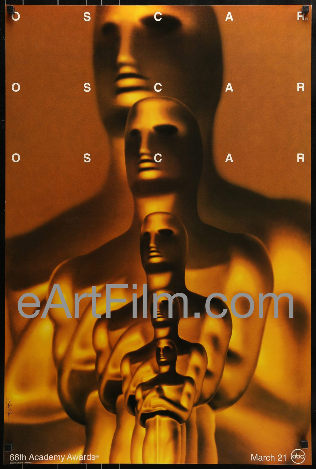 eArtFilm.com U.S One Sheet (24"x36") 66th Annual Academy Awards-Saul Bass-original theatre used poster-1994-24x36