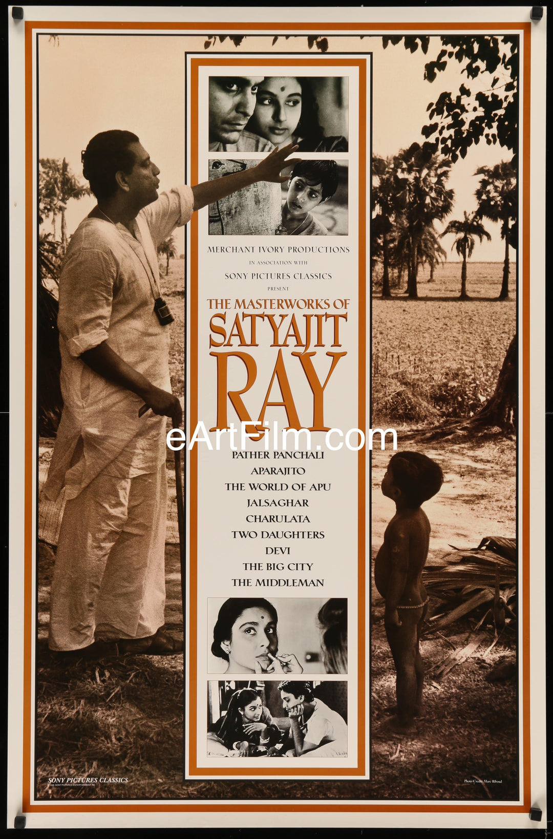 eArtFilm.com U.S One Sheet (26.5"x40.5") Masterworks Of Satyajit Ray 1995 26.5x40.5  Film festival of 9 classic Indian films