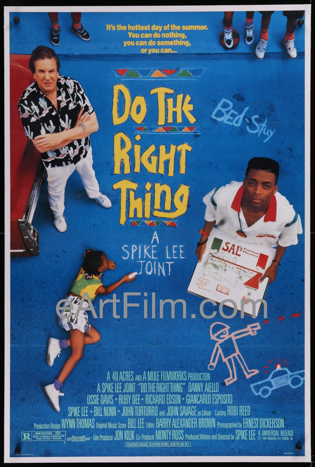eArtFilm.com U.S One Sheet (26.75"x40") Do The Right Thing 1989 27x41 linen backed Spike Lee Danny Aiello