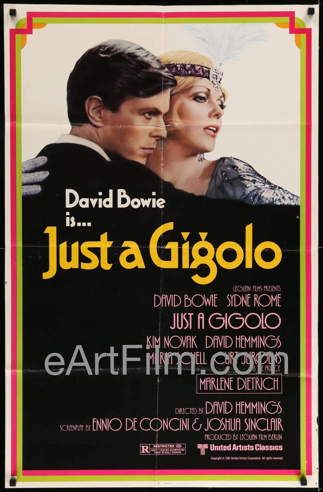 eArtFilm.com U.S One Sheet (26"x40") Just A Gigolo-1981-26x40-David Bowie-Marlene Dietrich-Kim Novak