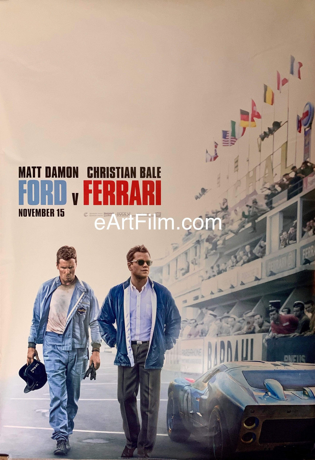 eArtFilm.com U.S One Sheet (27"x40") Advance Ford v Ferrari 2019 27x40 DS unfolded Christian Bale Matt Damon auto racing