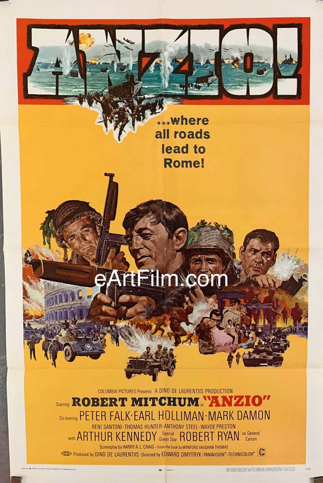 eArtFilm.com U.S One Sheet (27"x40") Anzio 1968 27x41 WW2 drama Robert Mitchum Robert Ryan Peter Falk