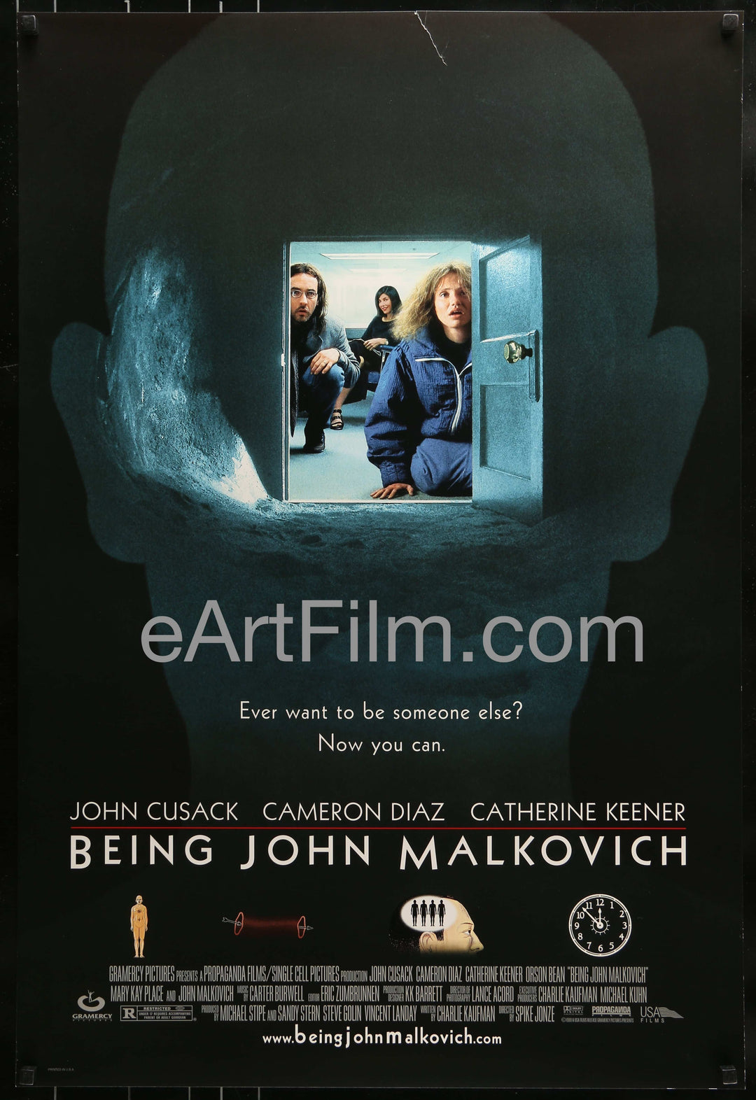 eArtFilm.com U.S One Sheet (27"x40") Being John Malkovich-John Cusack-Cameron Diaz-Spike Jonze-27x40-unfolded-1999