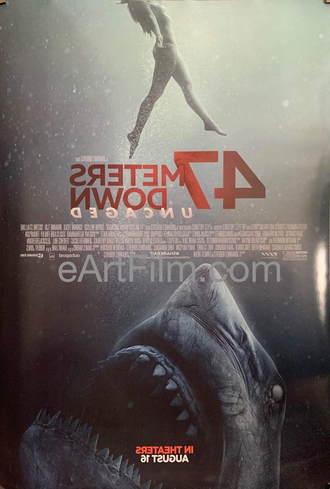 eArtFilm.com U.S One Sheet (27"x40") Double Sided 47 Meters Down: Uncaged original movie poster 2019 27x40 DS shark horror