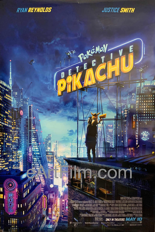 eArtFilm.com U.S One Sheet (27"x40") Double Sided Pokemon Detective Pikachu original movie poster 2019 27x40 DS