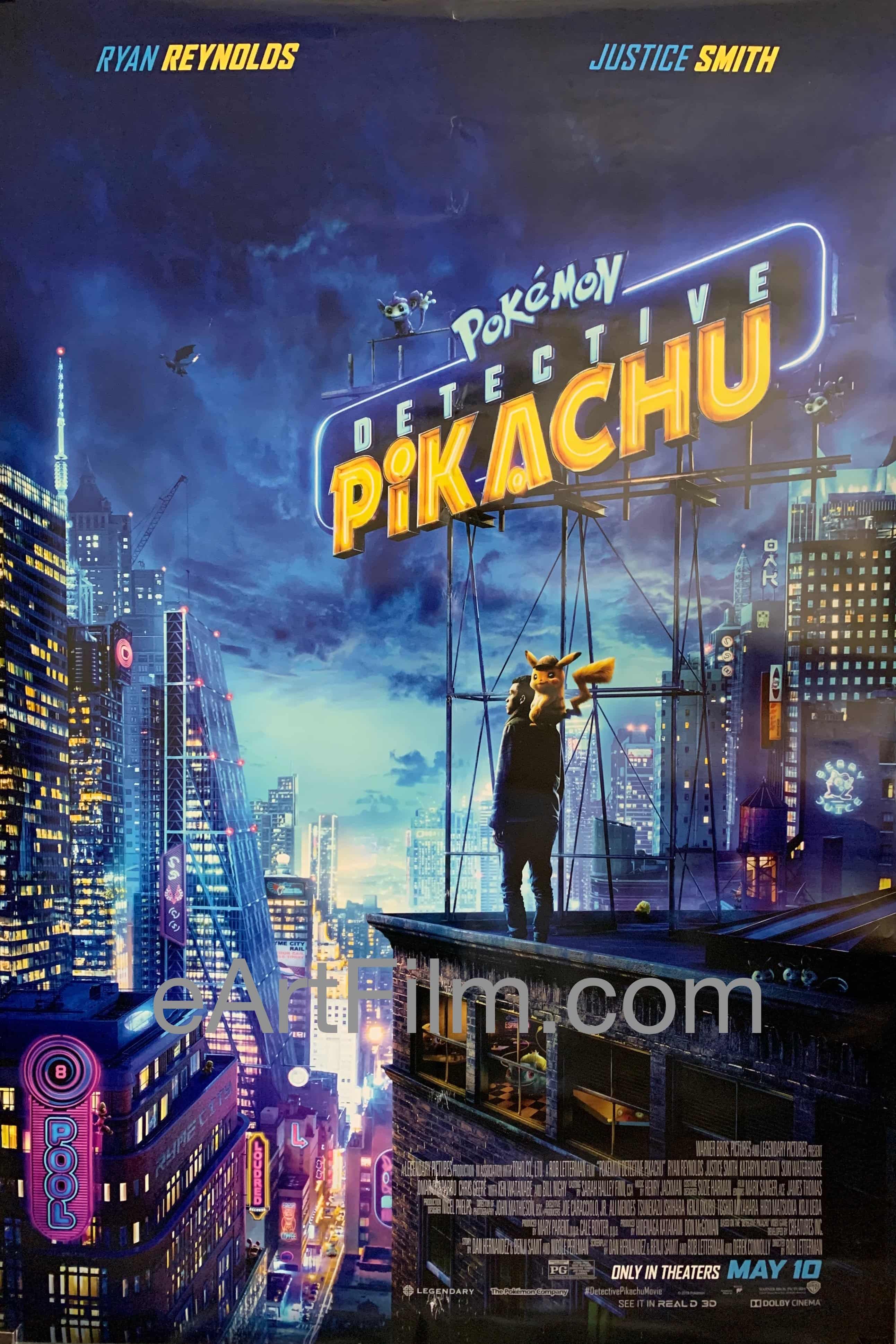 eArtFilm.com U.S One Sheet (27"x40") Double Sided Pokemon Detective Pikachu original movie poster 2019 27x40 DS