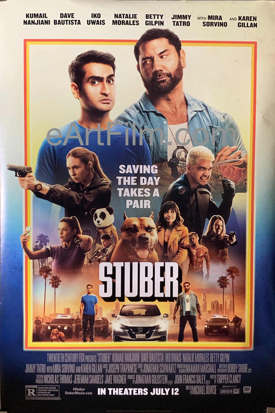 eArtFilm.com U.S One Sheet (27"x40") Double Sided Stuber original movie poster Style B 2019 27x40 DS Action comedy Dave Bautista