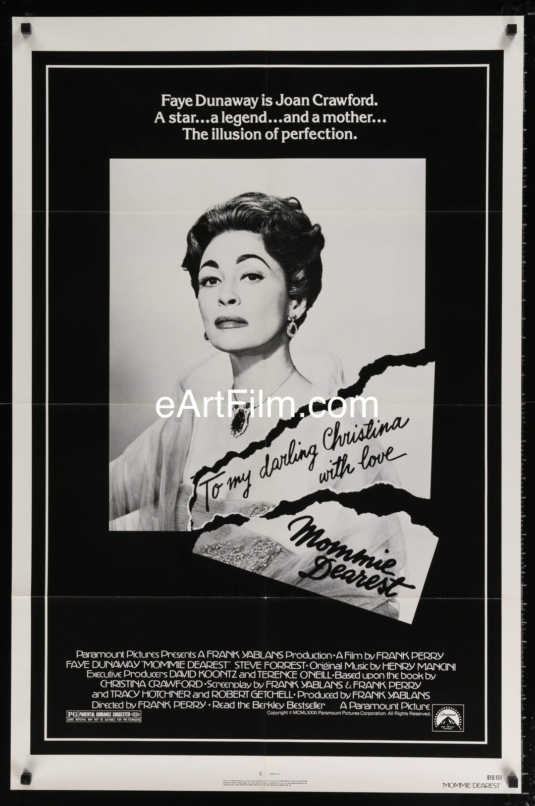 eArtFilm.com U.S One Sheet (27"x40") Mommie Dearest vintage movie poster 1981 27x41 Faye Dunaway is Joan Crawford