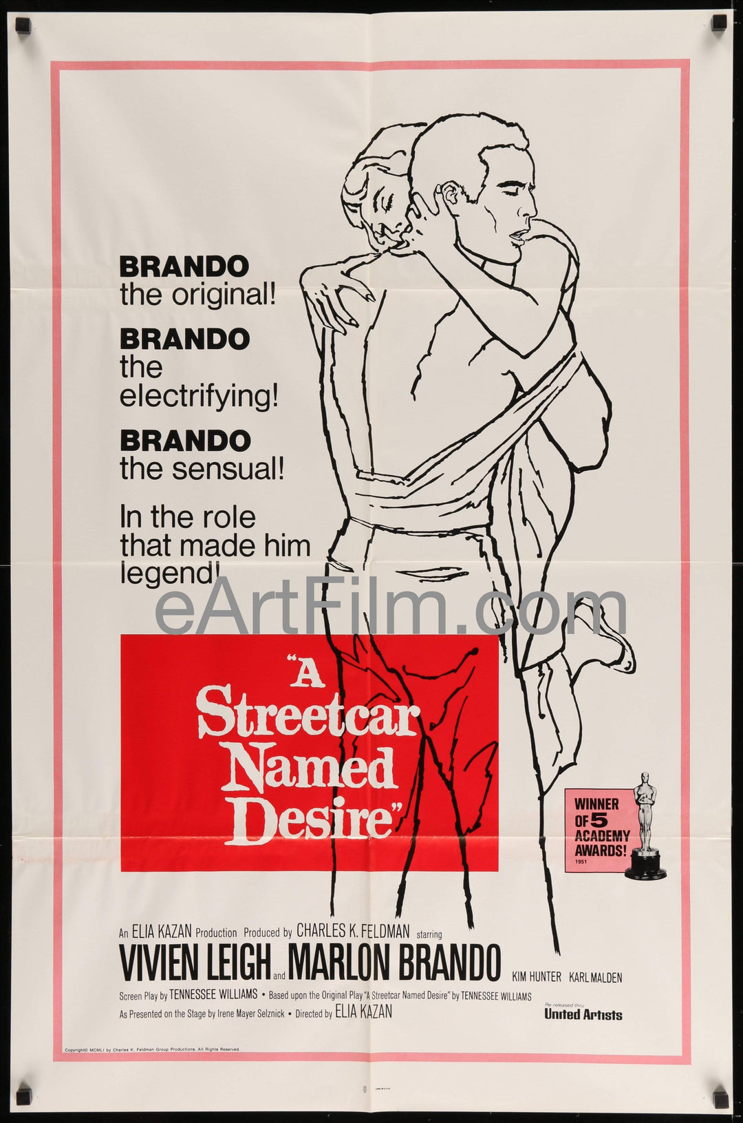 eArtFilm.com U.S One Sheet (27"x41") A Streetcar Named Desire R70 1952 int'l 27x41 Vivien Leigh Marlon Brando