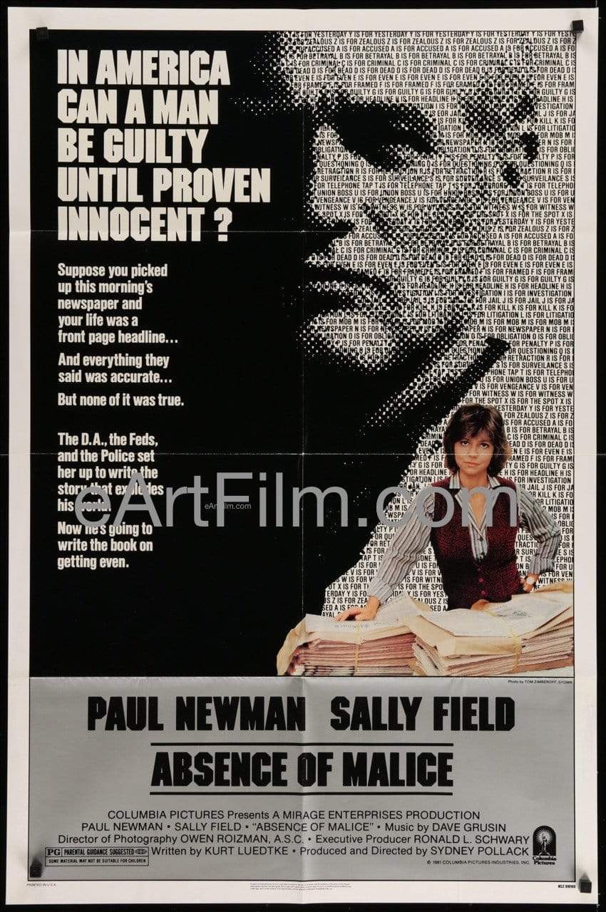 eArtFilm.com U.S One Sheet (27"x41") Absence Of Malice 1981 27x41 Vintage Movie Poster Paul Newman Sally Field