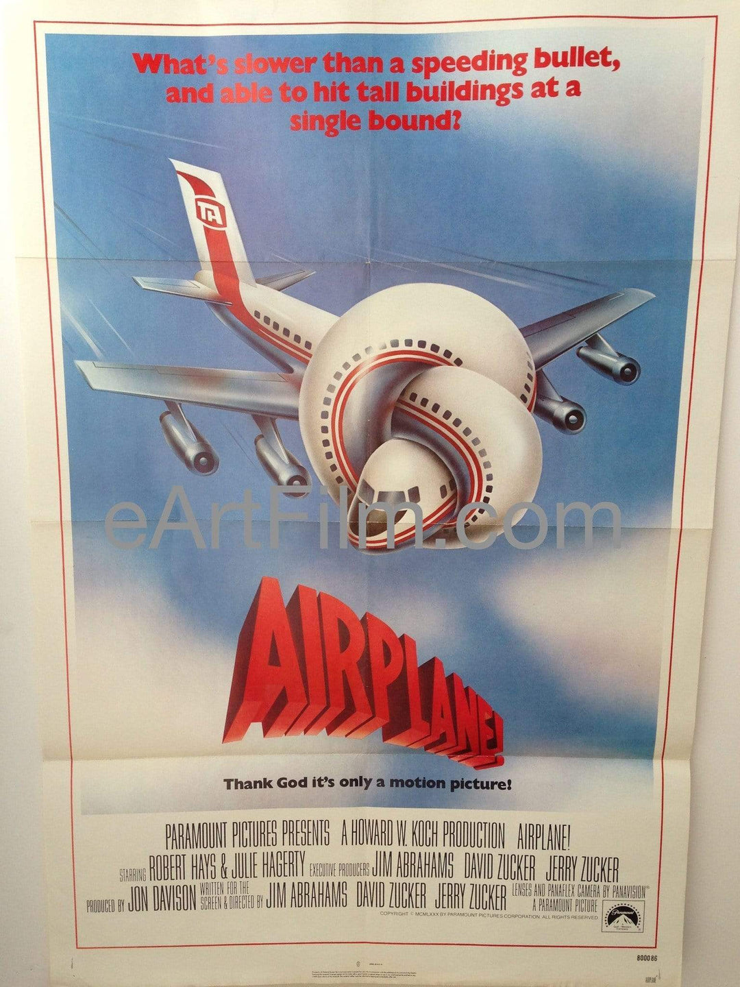 eArtFilm.com U.S One Sheet (27'x41) Airplane! 1980 27x41 Vintage movie poster Robert Hays wacky airplane comedy