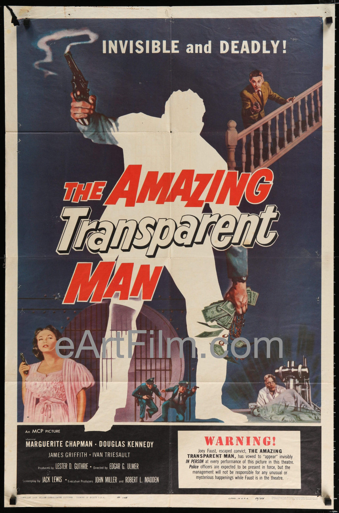 eArtFilm.com U.S One Sheet (27"x41") Amazing Transparent Man-Edgar G Ulmer-Marguerite Chapman-Sci-Fi-1959-27x41
