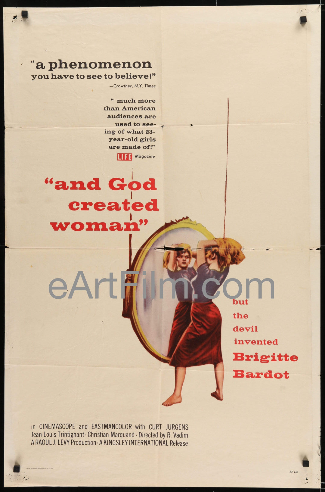 eArtFilm.com U.S One Sheet (27"x41") And God Created Woman-Brigitte Bardot-Roger Vadim-Curt Jurgens-1957-27x41