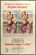 eArtFilm.com U.S One Sheet (27"x41") Babette Goes To War-Brigitte Bardot-Jacques Charrier-1959-27x41