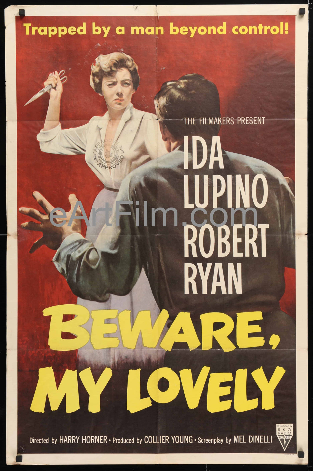eArtFilm.com U.S One Sheet (27"x41") Beware, My Lovely 1952 film noir 27x41 Ida Lupino Robert Ryan