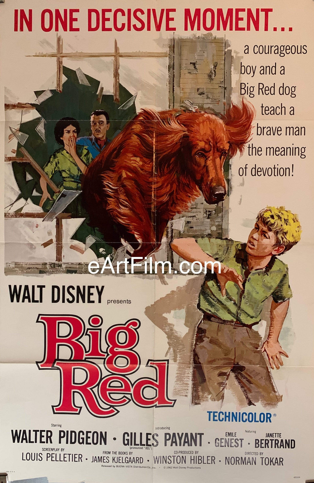 eArtFilm.com U.S One Sheet (27"x41") Big Red 1962 27x41 Original U.S One Sheet Walt Disney classic