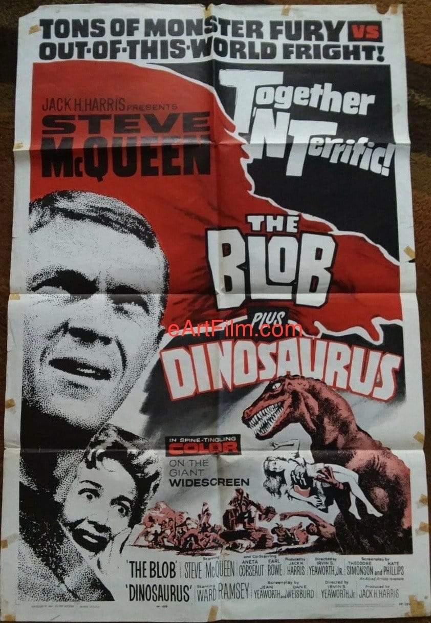 eArtFilm.com U.S One Sheet (27"x41") Blob/Dinosaurus 1964 27x41 Steve McQueen 50's horror double feature