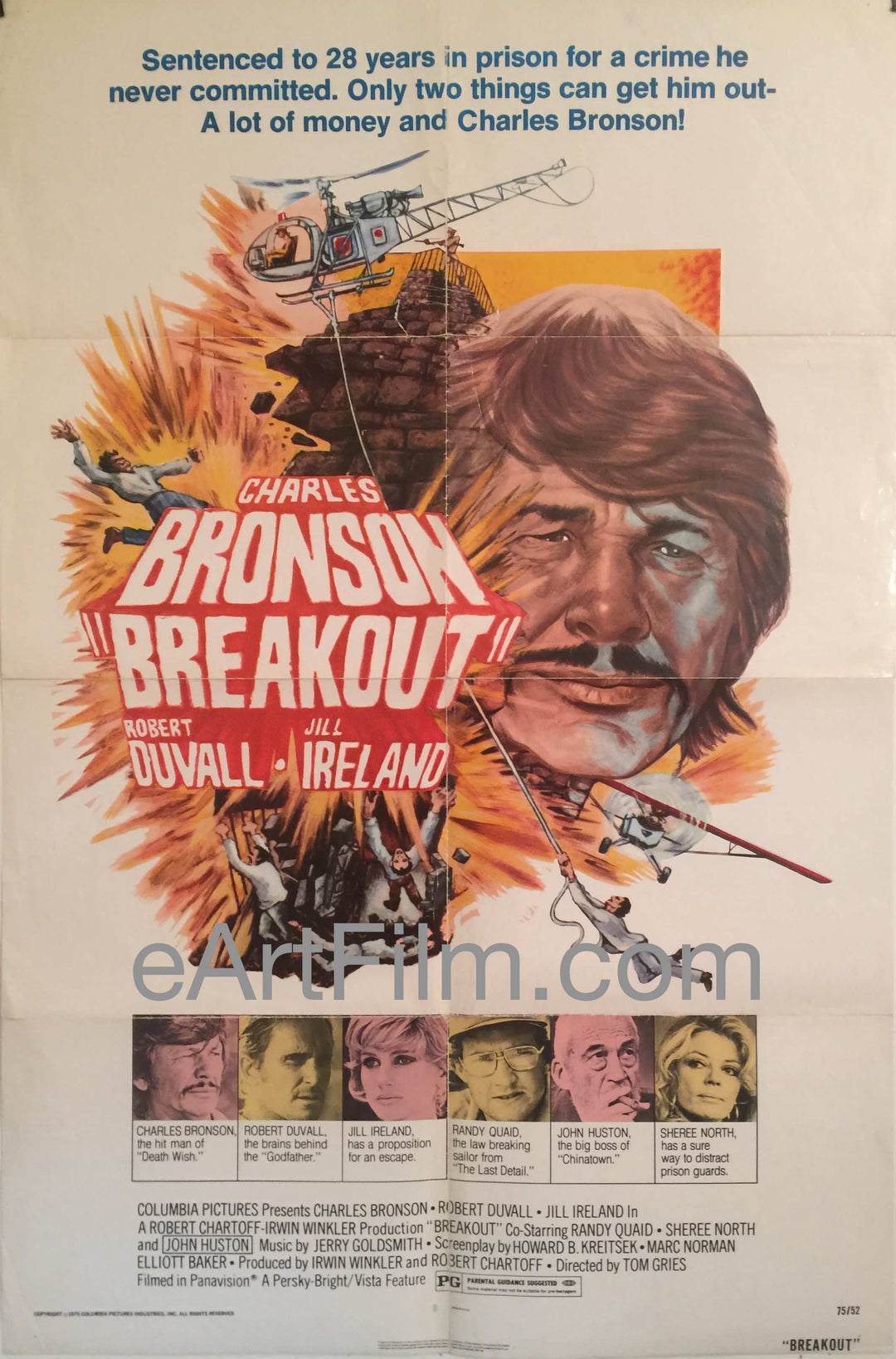 eArtFilm.com U.S One Sheet (27"x41") Breakout-Charles Bronson-Robert Duvall-John Huston-Jill Ireland-1975-27x41
