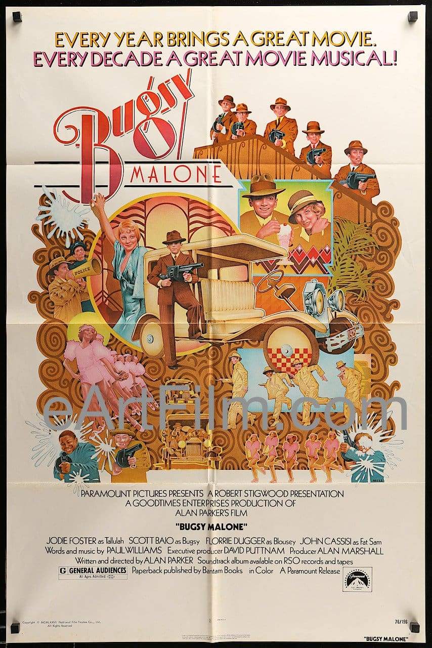 eArtFilm.com U.S One Sheet (27"x41") Bugsy Malone-1976-27x41-Jodie Foster-Scott Baio-director Alan Parker