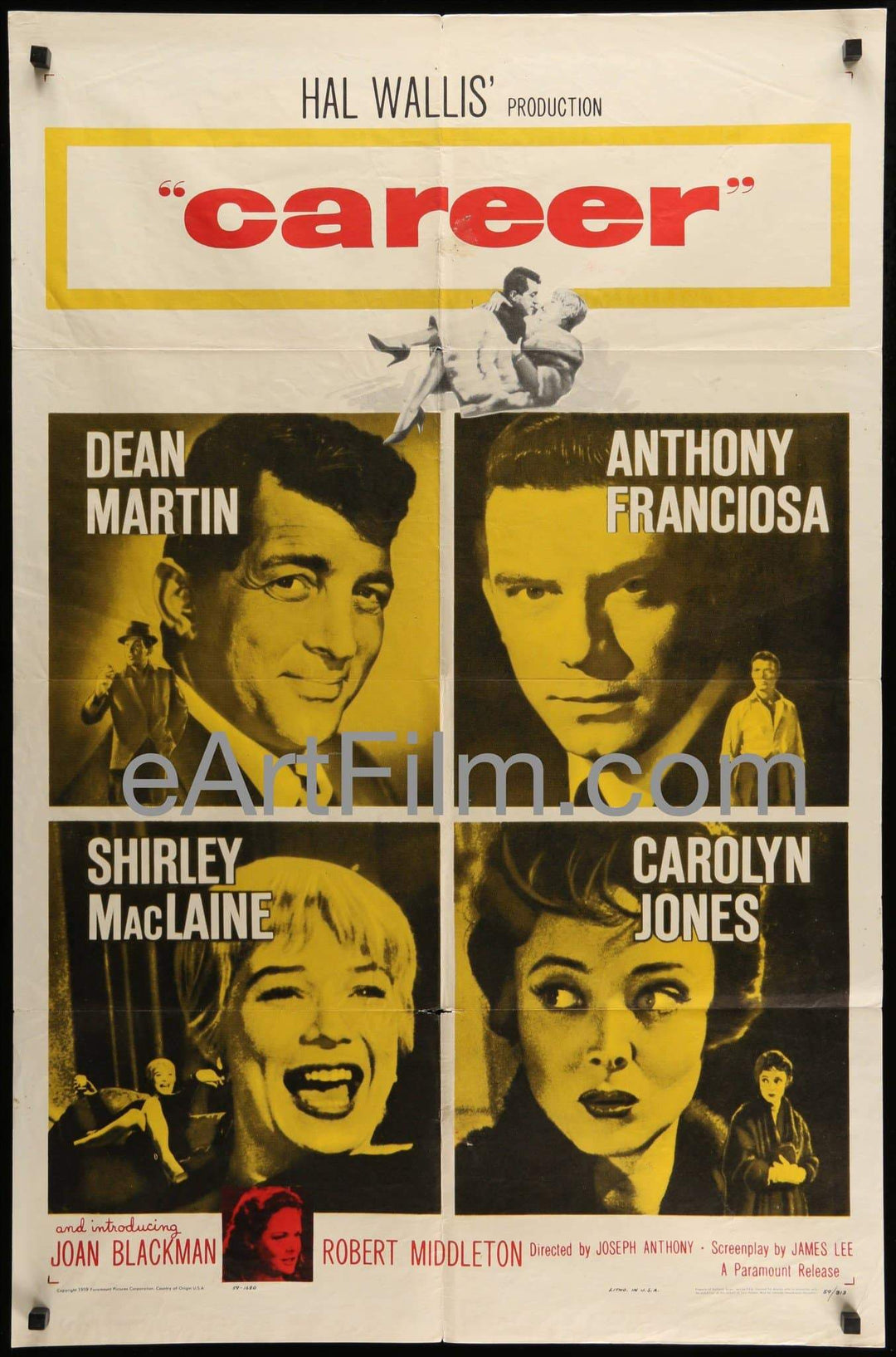 eArtFilm.com U.S One Sheet (27"x41") Career 1959 27x41 Original US Movie Poster Dean Martin Shirley MacLaine
