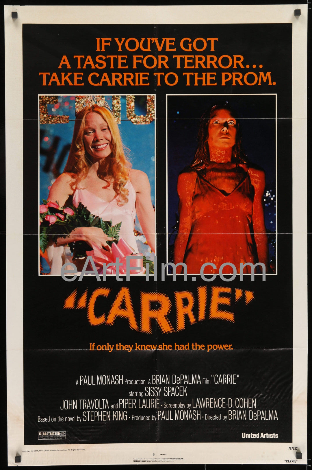 eArtFilm.com U.S One Sheet (27"x41") Carrie original movie poster Brian De Palma Sissy Spacek horror classic 1976 27x41