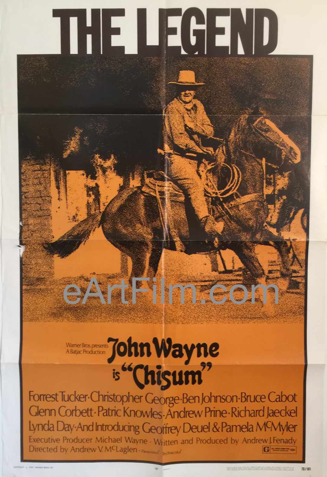 eArtFilm.com U.S One Sheet (27"x41") Chisum-John Wayne-Forrest Tucker-Christopher George-Bruce Cabot-1970-27x41
