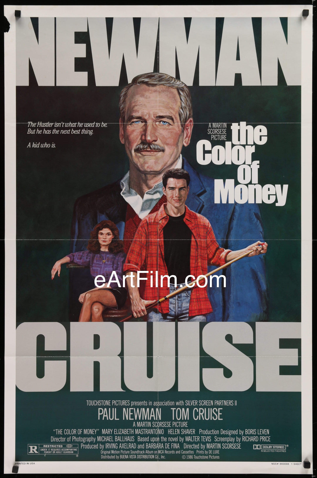 eArtFilm.com U.S One Sheet (27"x41") Color Of Money 1984 27x41 Paul Newman Tom Cruise pool hustlers