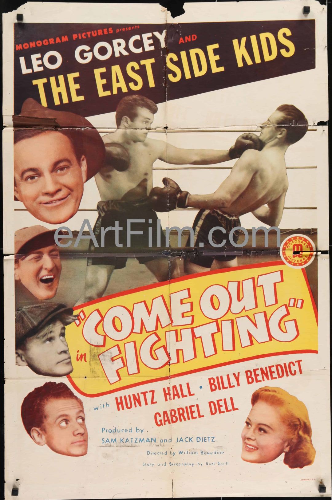 eArtFilm.com U.S One Sheet (27"x41") Come Out Fighting-East Side Kids-Leo Gorcey-Huntz Hall-boxing comedy-1945-27x41
